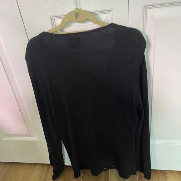 Black Sweater Sequin Palm Trees Size XL - Picture 2 of 9